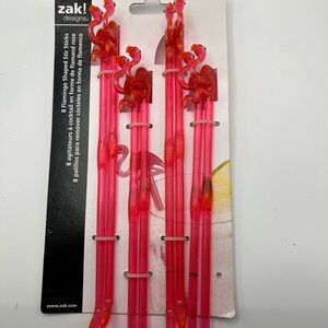 zak! Designs Pink Flamingo Cocktail Stir Sticks - Pack of 8